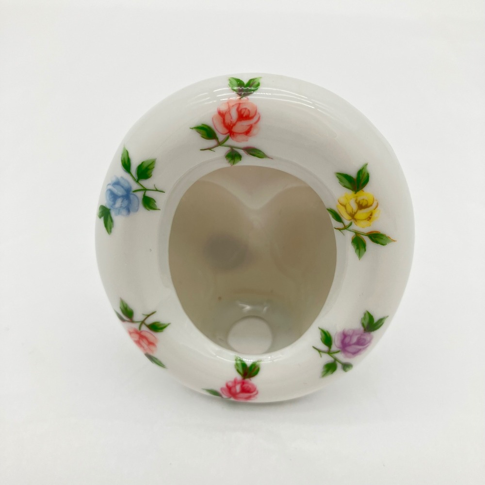 Takahashi Photo Frame Vintage Porcelain White Floral Oval Heart Back Japan